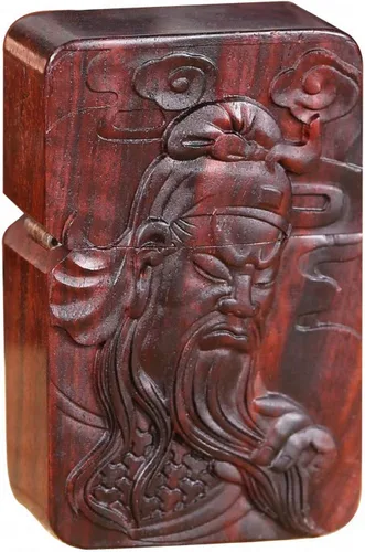 Miniatura 21 de Carcasa exterior de palisandro Huanghuali natural tallado para módulo Zippo (1000 brazos Avalokiteshvara de la diosa 3#)