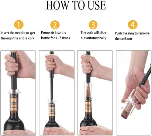 Miniatura 3 de Mincham Abridor de vino, sacacorchos con bomba de presión de aire, abridor de botellas de vino con cortador de aluminio, regalos para los amantes