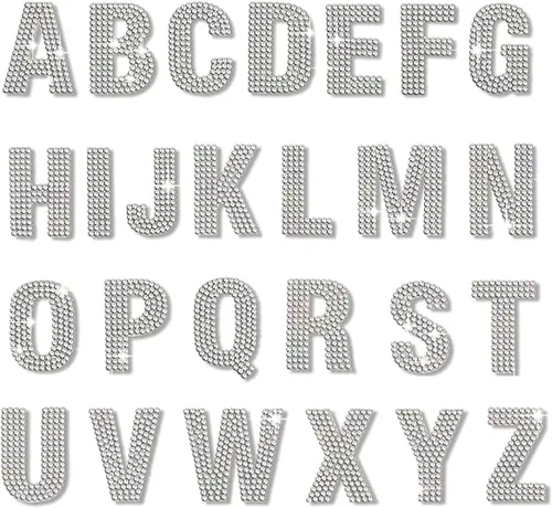 Miniatura 16 de PRATIQUE Calcomanías de letras del alfabeto con diamantes de imitación con purpurina, 26 letras autoadhesivas para arte y manualidades (rojo)