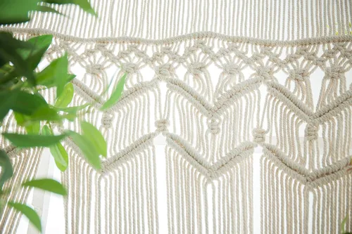 Miniatura 8 de Cortinas bohemias de macramé, cortina de macramé para colgar en la pared, cortina con cuentas decoración