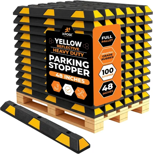 Miniatura 52 de Xpose Safety Tope de goma resistente de 22 pulgadas para estacionamiento, paquete de 2 bloques de ruedas para garaje, entrada o rampa, tope