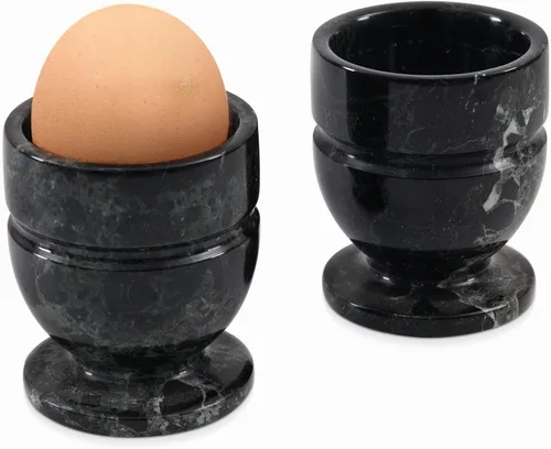 Radicaln Huevos de mármol de 2.5 pulgadas, negro, hecho a mano, soporte para huevos, encimera, ideal para huevos hervidos, juego de tazas y soporte