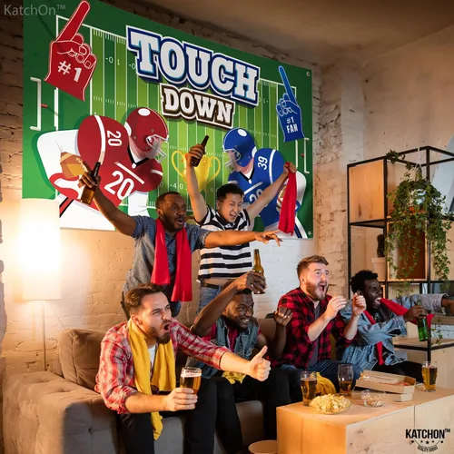 Miniatura 3 de KatchOn Fondo de fútbol extragrande de 72 x 44 pulgadas, pancarta de touchdown para decoraciones de fiesta de cumpleaños de fútbol americano