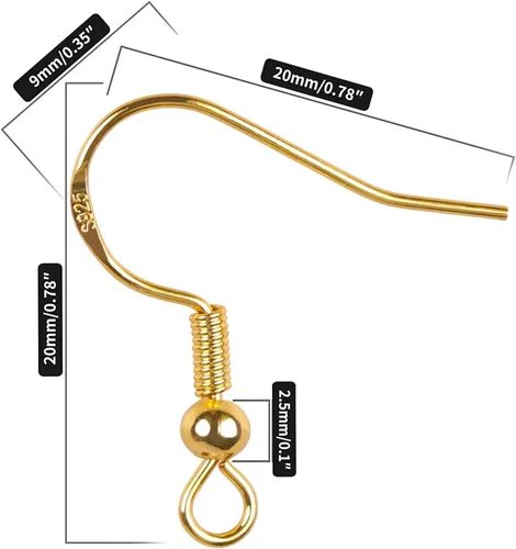 Miniatura 3 de 50 ganchos para aretes de oro de 14 quilates, suministros hipoalergénicos para hacer joyas con anzuelo, cables de oreja, accesorios y accesorios