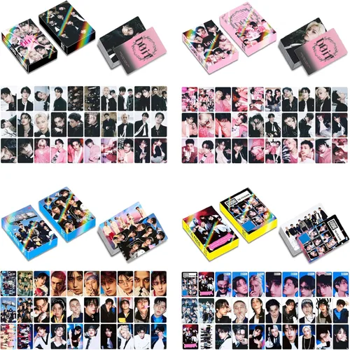 Miniatura 7 de 120 piezas de tarjetas fotográficas de Stray-Kids, tarjetas Lomo de Stray-Kids para colección (Beige)