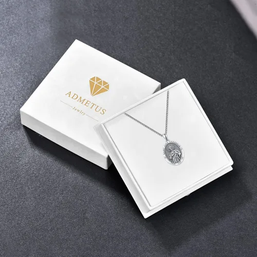 Miniatura 7 de Medallas patronales de plata de ley 925 Collar de amuleto de protección para hombres con cadena Rolo de 0.098 in 22 pulgadas + 2 pulgadas