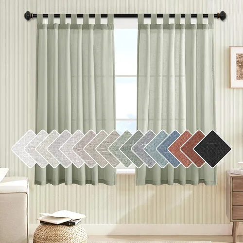 Miniatura 62 de H.VERSAILTEX Cortinas aireadas mezcladas de lino natural con pestaña superior para sala de estar, decoración del hogar, material suave y rico que