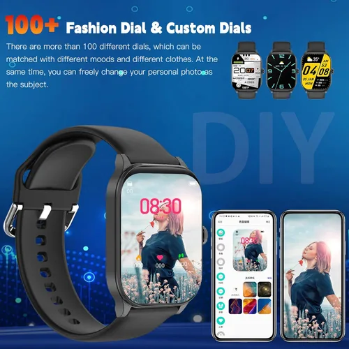 Miniatura 9 de Reloj inteligente para mujeres y hombres (responder/realizar llamada), relojes inteligentes con monitor de frecuencia cardíaca/SpO2/sueño/estrés