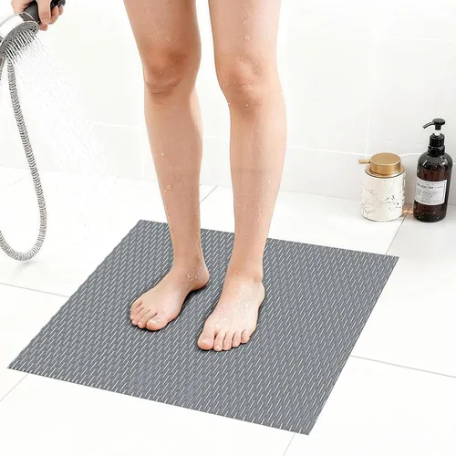 Miniatura 14 de Alfombrilla de ducha extra grande antideslizante, alfombrilla de baño de PVC de secado rápido y para bañera, diseño con agujeros de drenaje
