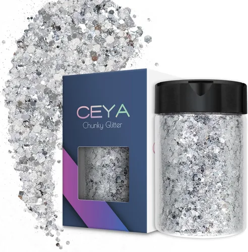 Miniatura 29 de Ceya - Purpurina gruesa, 140 g / 4.9 oz de polvo de purpurina para manualidades, color lila aubergine, con copos finos, lentejuelas iridiscentes 4.9