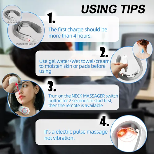 Miniatura 6 de Masajeador de cuello para aliviar el dolor con calor, portátil, pulso eléctrico, tejido profundo, punto de activación, masajeador cervical