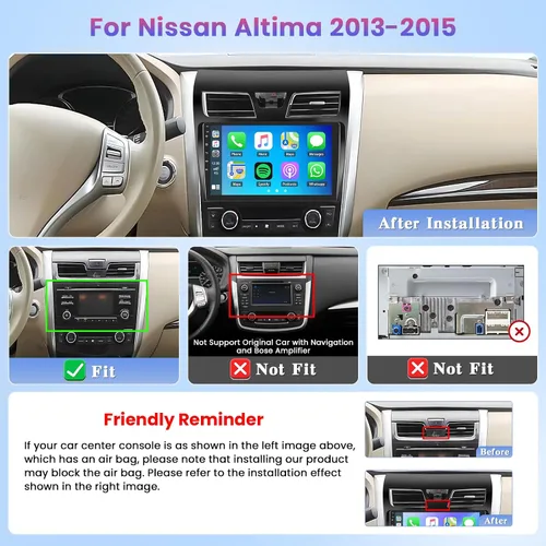 Miniatura 2 de Roinvou Radio 2+64G para Nissan Altima 2013 2014 2015, pantalla táctil de 10.1 pulgadas para estéreo de coche Altima con Carplay /WiFi de 5