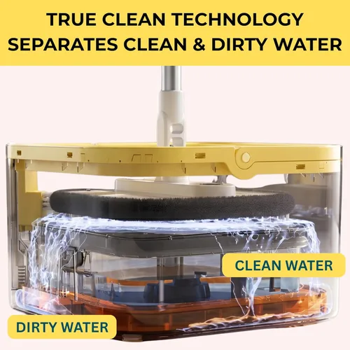Miniatura 3 de True & Tidy TrueClean - Trapeador giratorio 2.0 con cubo interior desmontable, autoportante, separa el agua limpia y sucia, cabezal de trapeador