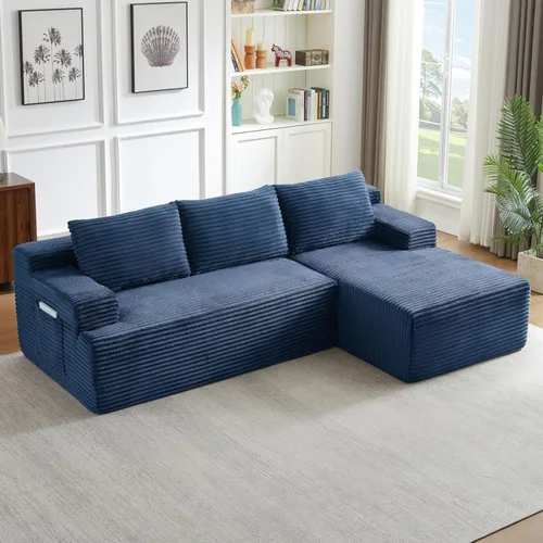 Miniatura 12 de 141" Oversized U Shaped Cloud Sectional Couches with Storage Console for Living Room, Corduroy Compressed Boneless Couch, Symmetrical Sofa & Couch