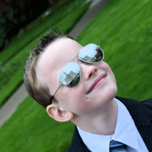 Miniatura 6 de onlyamazing Gafas de sol de aviador de metal para niños con protección UV lentes de espejo para niños de 5 a 12 años