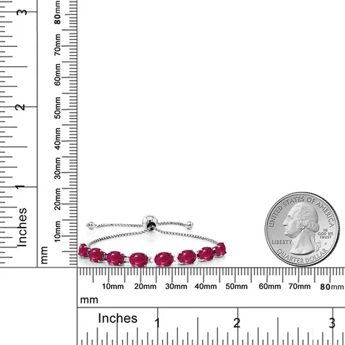 Miniatura 103 de Gem Stone King Pulsera de plata de ley 925 con piedra natal ovalada de 0.276 x 0.197 in para mujer, totalmente ajustable hasta 9 pulgadas