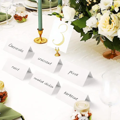 Miniatura 4 de 120 piezas de tarjetas de lugar, tarjeta de asiento de 2x3.5 pulgadas en blanco para llenar en banquetes, tarjeta de acompañante, tarjetas de lugar