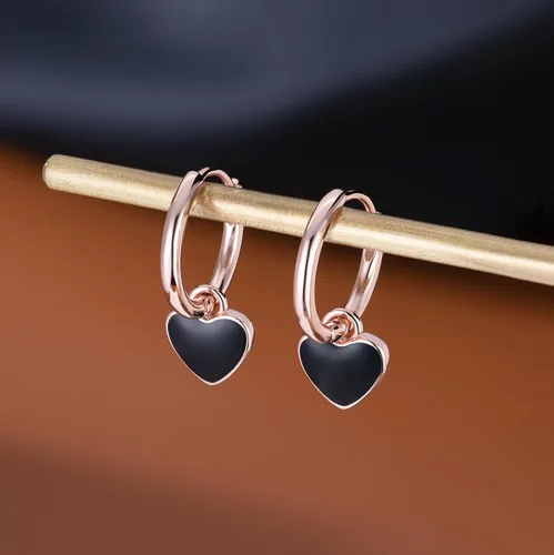 Miniatura 6 de SLUYNZ Aretes de aro de plata de ley 925 con forma de corazón negro para mujeres y adolescentes de 0.6 in