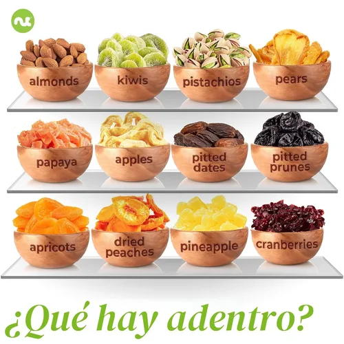 Miniatura 6 de NUT CRAVINGS - Cesta de regalo con arreglo floral de frutas secas navideñas en cesta de regalo de madera en forma de manzana + bandeja (9 surtido)