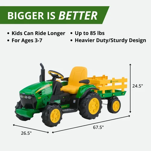 Miniatura 2 de Peg Perego John Deere - Tractor de fuerza terrestre con remolque de 12 voltios para montar