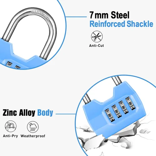 Miniatura 4 de 1 Paquete disecu Candado de Combinación de 4 Dígitos, Impermeable para Exteriores, para Casillero de Gimnasio Escolar, Cerca, Portón, Cobertizo