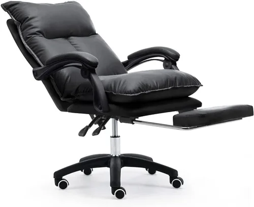 Miniatura 12 de Silla ejecutiva grande y alta, silla de escritorio con respaldo alto de 400 libras, silla ejecutiva de piel sintética, altura ajustable, silla Blanco