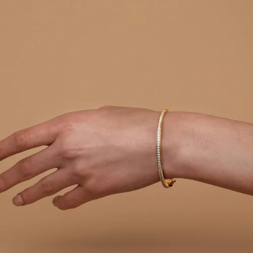 Miniatura 2 de Pulsera PAVOI clásica de tenis chapada en oro de 14K con circonita cúbica, pulsera de oro para mujer