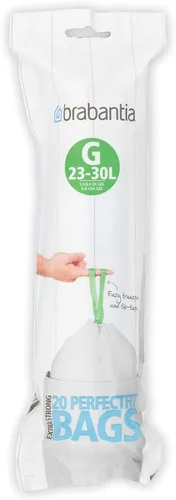 Miniatura 20 de Bolsas de basura Brabantia PerfectFit (Tamaño W/1.3 Gal) Bolsas de basura gruesas de plástico con asas de cordón (40 bolsas)