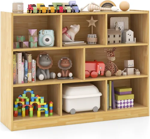 Miniatura 9 de HONEY JOY Organizador de almacenamiento de juguetes para niños, estante de almacenamiento de 8 secciones para preescolar, organizador de estante