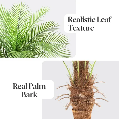 Miniatura 7 de Palmera artificial fénix de 7 pies con 15 hojas ajustables, plantas de palmera fénix sintética para patio exterior, piscina, hogar, oficina, sala