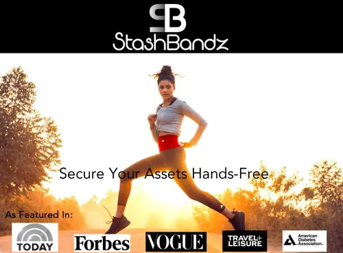 Miniatura 7 de StashBandz Unisex Travel Money Belt, Running Belt, Fanny and Waist Pack, 4 Large Security Pockets -1 Zipper Pocket, Fits All Size Phones Passport