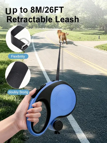 Miniatura 3 de Correa retráctil resistente para perros de 26 pies, diseño de 360° sin enredos para perros grandes de hasta 110 libras, con freno y bloqueo con una