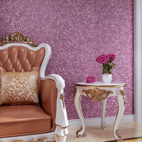 Miniatura 6 de VaryPaper Papel tapiz rosa claro con purpurina gruesa de 15.7 x 78.7 pulgadas, papel de contacto con purpurina rosa para paredes, papel de pared