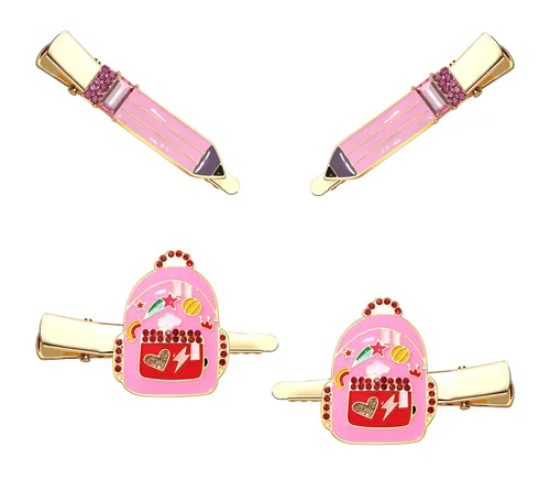 Miniatura 8 de 2 pares de pinzas para el pelo de manzana y autobús escolar para el regreso a la escuela, regalos de agradecimiento al profesor