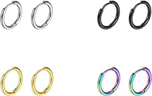 Aretes de aro de acero inoxidable quirúrgico de 0.315in0.394in0.472in para mujeres y hombres, Acero inoxidable