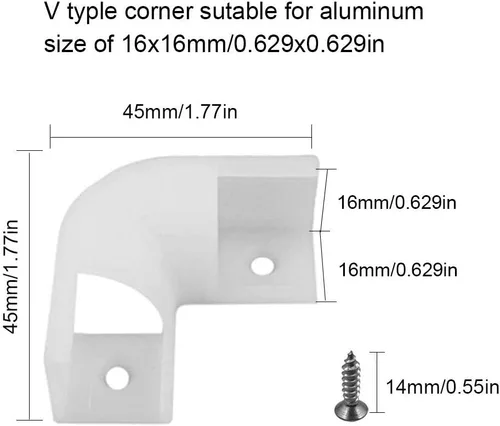 Miniatura 2 de Kit de esquina de canal LED de aluminio HAMRVL para luces de tira LED en forma de L 45x45 Conectores de 90 grados Adecuado para gabinetes de cocina