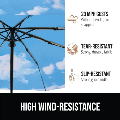 Miniatura 4 de Gorilla Grip Paraguas compacto resistente al viento para lluvia, apertura y cierre automático con un solo clic, varillas de fibra de vidrio