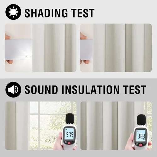 Miniatura 51 de H.VERSAILTEX - Cortinas 100% opacas con aislamiento térmico, texturizadas, de lino, con bloqueo de calor y luz completa, p/sala de estar y Roble
