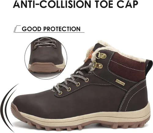 Miniatura 3 de Botas de senderismo para mujer y hombre, forro cálido, botas de nieve para exteriores, antideslizantes, resistentes al agua