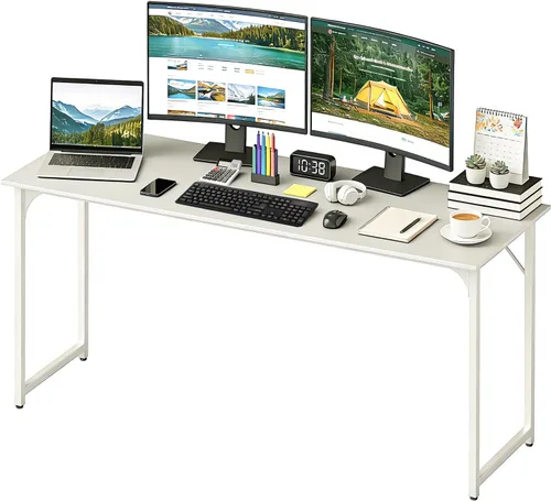 Miniatura 8 de BestOffice Escritorio para computadora, escritorio de oficina en casa, estilo moderno y simple para oficina en casa, estudio y escritura
