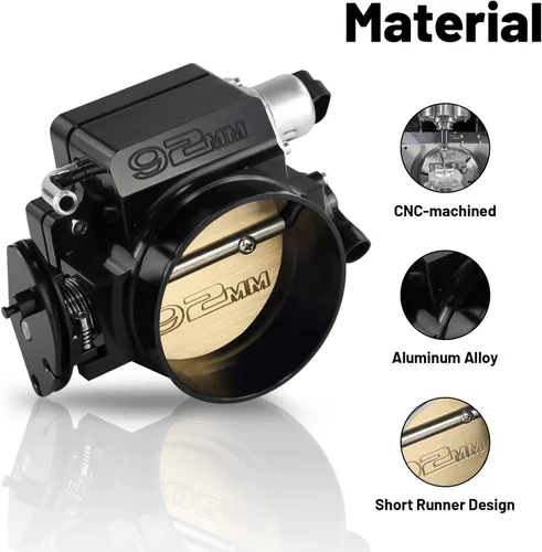 Miniatura 3 de Ensamble de cuerpo de acelerador de 92 mm de Endxedo Compatible con motor LS LS1 LS3 LS6 LSX de 4 pernos de aluminio negro