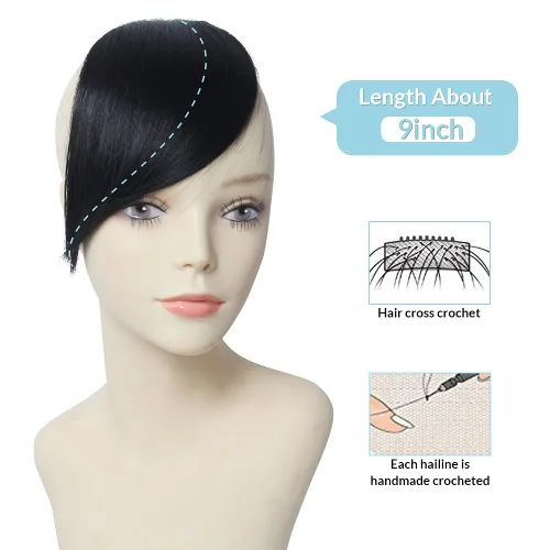 Miniatura 2 de Shinon Flequillo lateral grueso con clip, cabello humano real, flequillo, extensiones de flequillo barrido, extensiones de flequillo de aspecto