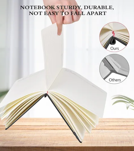 Miniatura 6 de PERCUN Cuaderno rayado para hombres y mujeres, 200 páginas A5 de cuero de tapa dura (5.9 x 8.5 pulgadas), diario de viaje para el trabajo, escuela