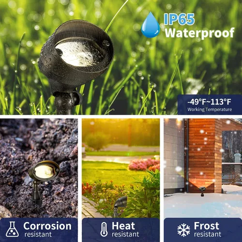 Miniatura 4 de Gardenreet Luz de inundación de latón macizo - Luz LED de paisaje de lavado de pared de bajo voltaje, para exteriores, 12 V, cableada, impermeable
