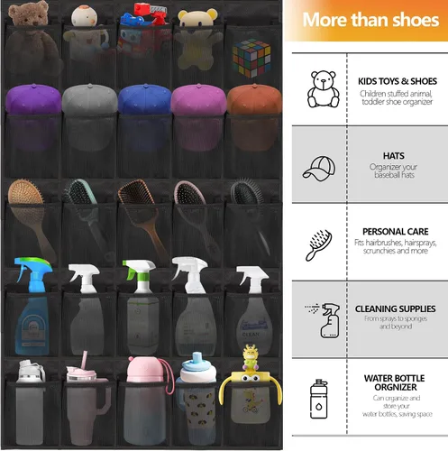 Miniatura 6 de Organizador de zapatos sobre la puerta, 40 bolsillos grandes de malla para colgar zapatos, organizador para armario, detrás de la puerta, soporte