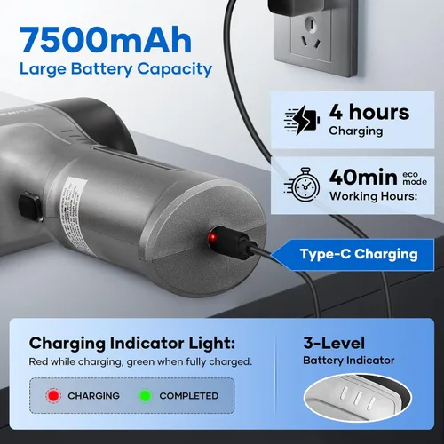 Miniatura 3 de SakerPlus Aspiradora Mini, Aspirador de Coche 3 en 1 de Alta Potencia, Succión Potente de 15000PA, Aspiradora de Aire y Polvo, 7500mAh, Filtro Dual