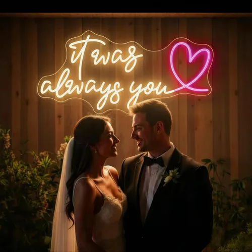 Miniatura 2 de Letrero de neón personalizado con texto en inglés «It Was Always You», letrero de neón personalizado con corazón para boda, fiesta de compromiso
