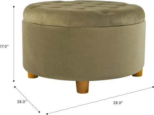 Miniatura 3 de HomePop Decoración del hogar Otomana redonda de terciopelo copetudo con botones Otomana con almacenamiento para sala de estar y dormitorio