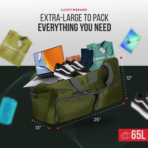 Miniatura 3 de Lucky Travel - Bolsa de lona de 65 L, bolsa de gimnasio y bolsa de lona para hombres, bolsa plegable para mujeres y hombres con correa de hombro
