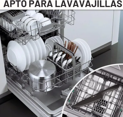 Miniatura 5 de Juego de cuchillos de cocina de 8 piezas con bloque universal, cuchillos de chef antioxidantes, diseño ergonómico, apto para lavavajillas (negro)